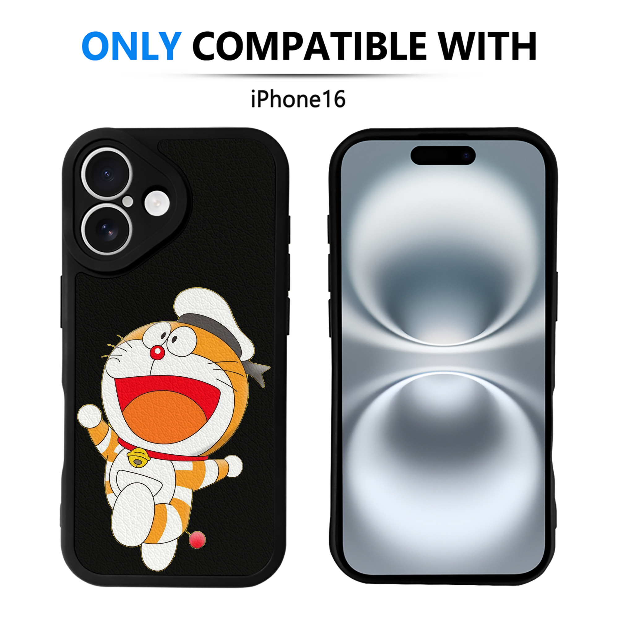 （画像用） ドラえもん Doraemon 【iPhone 16シリーズ対応】シリコンスマホケース（レザー調） 材質：シリコン